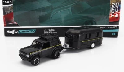 MODELLINO AUTO STATICO MAISTO FORD BRONCO ROULOTTE 2021 NERO SCALA 1/64 - Immagine 1 di 4