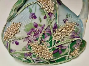 Jarra/decantadora de porcelana esmaltada elevada Nippon Moriage - Imagen 1 de 5