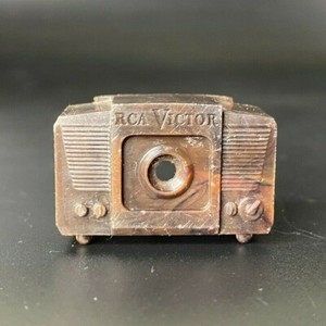 Vintage Plastic Tom Mix TV Viewer RCA Victor Doll House Miniature BROWN