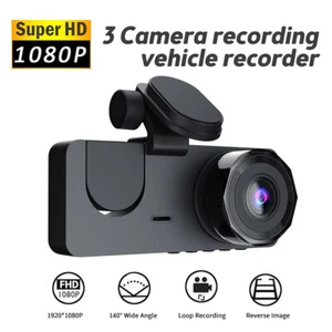 Truck Car 3 Lens Dash Cam Front/Rear/Inside Video Recorder Camera 2.0"IPS Screen - Picture 1 of 15