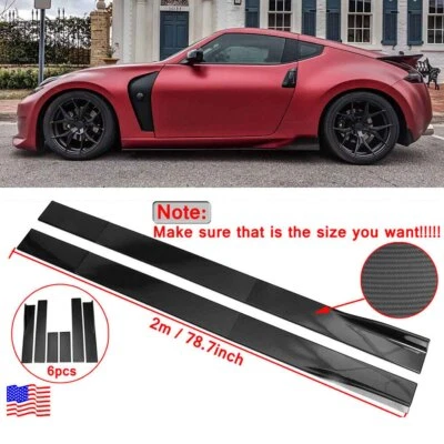 For Nissan 350Z 370Z 78.7" Side Skirts Extension Lip Splitters Carbon Fiber 6PCS - Изображение 1 из 4