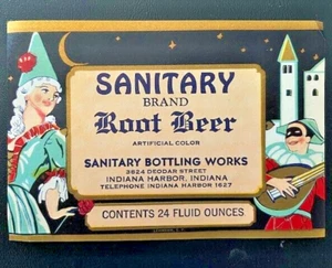Vintage Sanitary Brand Root Beer 24oz Soda Bottle Label, Indiana Harbor, Indiana - Picture 1 of 3