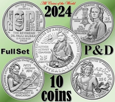 💰 2024 P &D American Women Quarters - Full Set 2024 of 10 coins - UNC - US Mint - Image 1 of 4