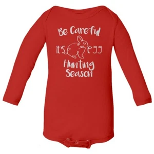 Easter Be Careful It's Egg Hunting Season Baby Long Sleeve Bodysuit - Picture 1 of 9
