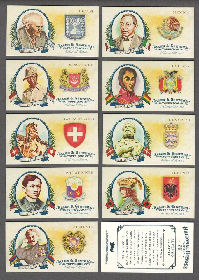 Mini héroes nacionales Topps Allen and Ginter 2009 insertar tarjetas individuales #NH1-NH40 Foto 1 de 1