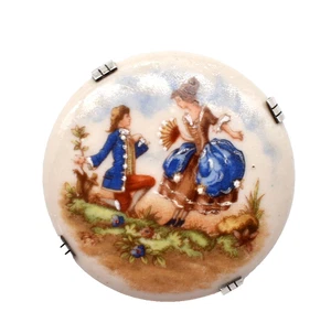 La St Uzienne Drome Broche Porcelana Escena Galante Pin Broche - Picture 1 of 4
