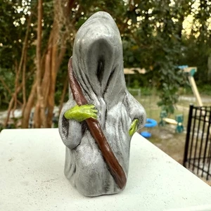 Vintage Hand-Painted Grim Reaper Statue Hooded Ghost Figurine Ceramic - Picture 1 of 7