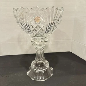 Vintage Crystal Clear Footed Compote Bowl Vase 24 % Lead Made in Poland - Picture 1 of 7