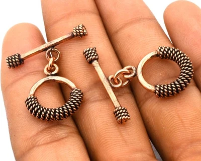 3 Sets 17X27mm Bali Toggle Clasp Antique Copper - Image 1 of 4