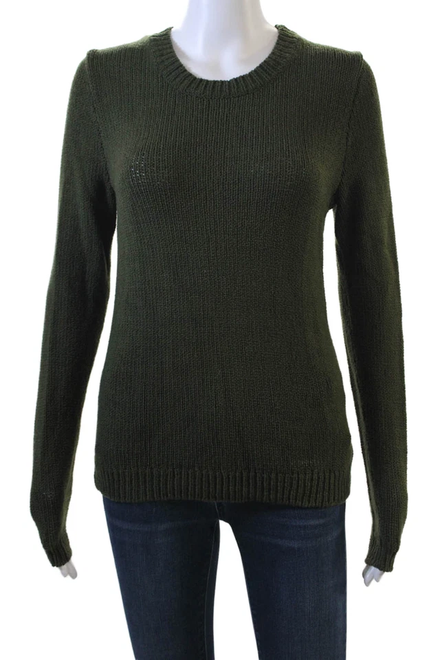 Suéter pulôver feminino Theory verde lã merino gola redonda tamanho P - Imagem 1 de 4