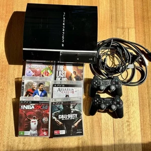 Sony PlayStation 3 PS3 Console CECHH02 Fat + 6 Games + 2 Controllers + Cables - Picture 1 of 16