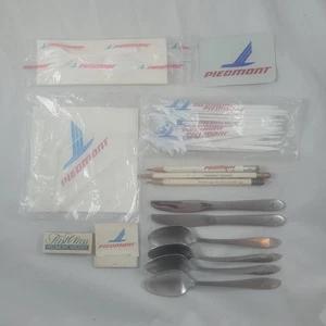 Vintage Piedmont Airlines Swag Streichholzheft Silberbesteck Rührstäbchen Stifte Aufkleber Serviette - Bild 1 von 7