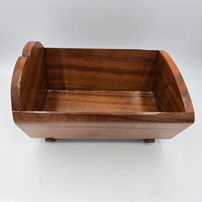 Vintage Wooden Desk Organizer Pen Holder Box Rustic Office Storage Container - Image 1 of 4