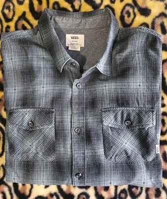 VANS button down shirt blue/black M tailored fit - skateboard - Image 1 of 4