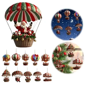 Christmas Santa Claus Snow man Hanging Ceiling Decorations Parachute Pendant - Picture 1 of 12