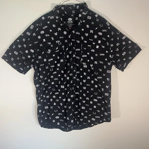 Ecko Unltd. Camisa Para Hombre XL Extra Grande Manga Corta Abotonada Negra Y2K En Todas Partes - Imagen 1 de 8