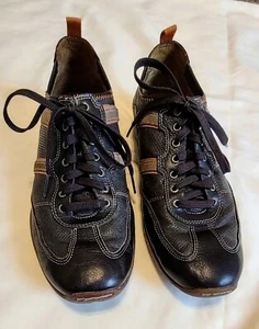 Cole Haan Air Men's Sz 10.5M Leather Lace Up Driver Shoes Brown & Orange Striped - Picture 1 of 10