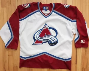 *RARE* Vintage STARTER AVALANCHE Jersey men XL nhl hockey shirt - Picture 1 of 9