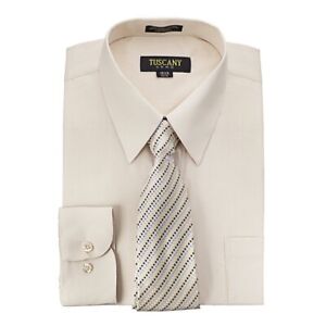 Men's Dress Shirts With Matching (Random design) Tie Set Cotton Blend Shirt Set