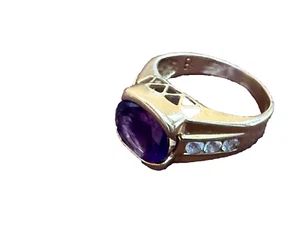 14k Gold Natural Amethyst Ring Diamond Yellow Gold Vintage. - Picture 1 of 4