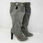 Michael Kors Gray Suede Leather Slouchy High Heeled Knee High Boots Size 7m