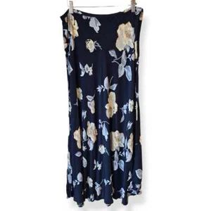 Karen Kane Women's Black Floral Maxi Skirt Size 14 Flare Side Zip Boho Fall - Picture 1 of 6