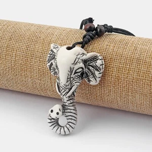 12Pcs Ethnic Tribal Yak Bone Resin Carved Elephant Head Necklace Pendant 61x42mm - Picture 1 of 4