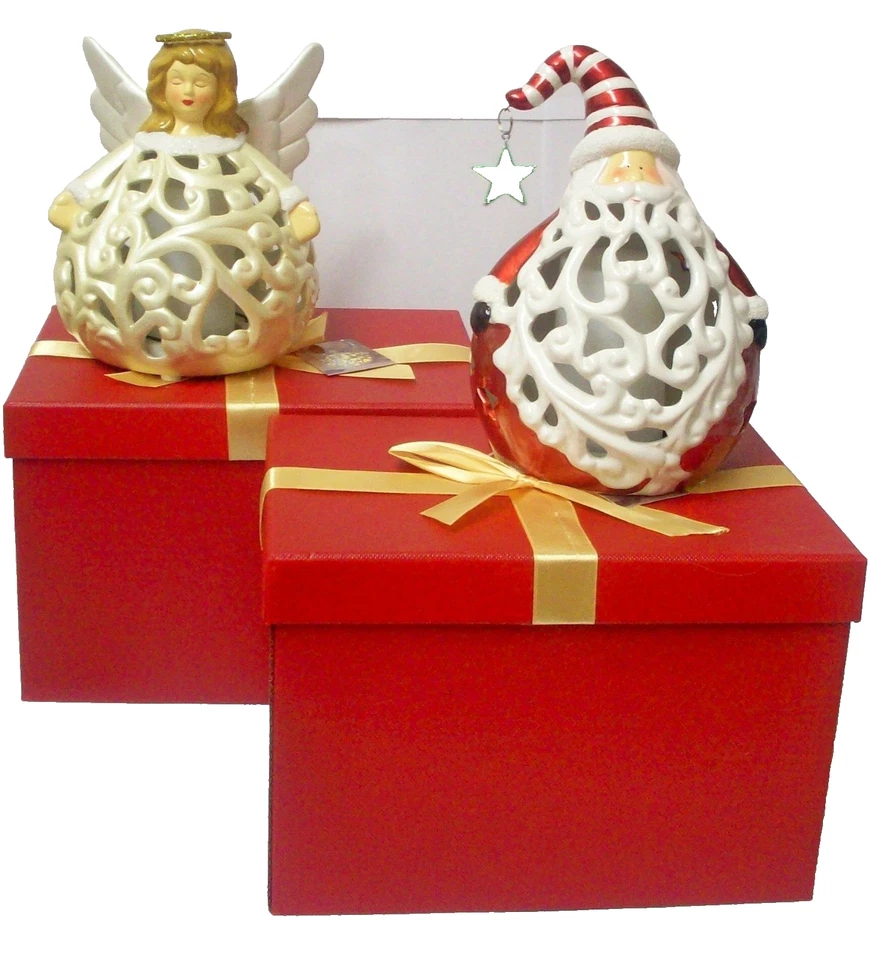 QVC Home Reflections Angel and Santa Flameless Luminaries Gift Boxes H199871
