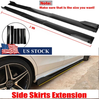 Pair 78.7" Glossy Black Car Side Skirt Extensions Body Rocker Panel Splitter Kit Foto 1 de 4