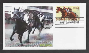 #U668 44c Seabiscuit- Stamped Envelope - Race Photo FDC - Picture 1 of 2