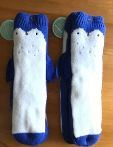 Barnes & Noble Penguin Reading Socks Slippers 2 Pairs Non Slip Bottoms New w Tag - Picture 1 of 5
