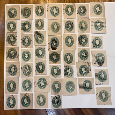 LOT OF 46 US Scott U311, 2 Cents Green Washington Cut Corner Square Stamp, Used - Image 1 of 4