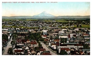 PORTLAND, Oregon OR and MOUNT ST. HELENS birds eye view - Postcard - Picture 1 of 2