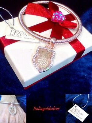 Bracciale Donna SWAROVSKI ORIGINALI Cristalli Gufo Ragazza Oro Rosa Gioielli New - Immagine 1 di 4