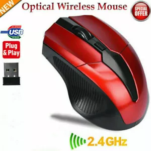 CONNEX-USB 2.4GHz Wireless Optical Mouse w/ Receiver-Laptop Computer-RED- US - Picture 1 of 9