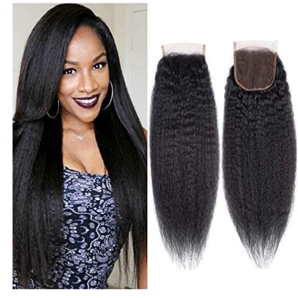 Fecho 5x5 cabelo humano virgem reto perverso 18 pol  - Imagem 1 de 4