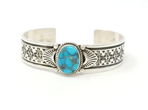 Donovan Cadman Navajo Sterling Silver Handmade Bracelet Cloud Mountain Turquoise - Picture 1 of 8
