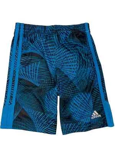 Adidas Climate Boys Black & Blue Geometric Athletic Basketball Gym Shorts - Picture 1 of 1