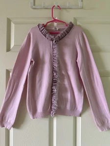 🧒👚J. Crew Crewcuts Girl’s Frills Cardigan Sweater Top 10 Y Pink Unique - Picture 1 of 5
