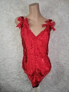 VTG Victoria's Secret Gold Label Teddy Size M Satin French Cut Lingerie Red RARE - Picture 1 of 11