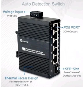 Mini conmutador PoE no administrado Gigabit Ethernet de 5 puertos con 4 ranuras PoE SFP 3af/at@30w - Imagen 1 de 8