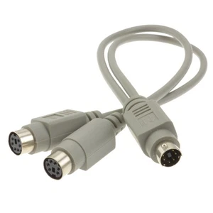 25cm PS2 Séparateur 6 Broches Mini din Prise Mâle Vers 2 X Femelle Câble [000425 - Photo 1/12