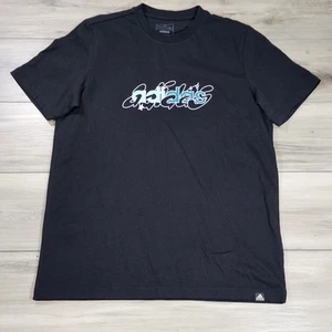 adidas T-shirt Men's Medium Black Illustrated Linear Graphic - Picture 1 of 9