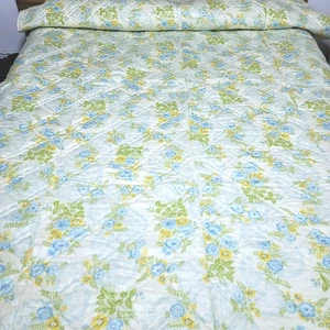 Vintage Retro Floral Bedspread Flowers Twin  Perma Prest 105 X 70 In - Bild 1 von 4