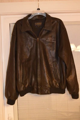 Chaqueta para hombre Ford Racing XL Golden Bear cuero negro cremallera completa Roush Yates Foto 1 de 4