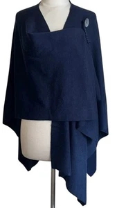 PULI Damen dunkelblau Cross Front Strick Pullover Halstuch Schal Einknopf weich - Bild 1 von 5