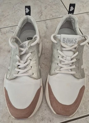 Schnürschuhe von BINKS GR.41,außen und innen echt Leder,weiß , silber,braun  - Bild 1 von 4