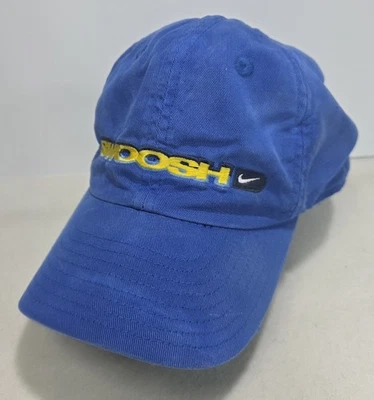 De colección Años 90 Nike SWOOSH Script Correa De Hechizo Sombrero Gorra Azul Gorra Ajustable Rayón Foto 1 de 4