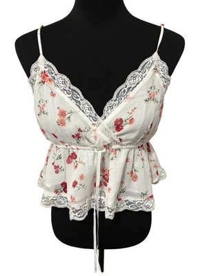 Camiseta sin mangas American Eagle para mujer M corta Babydoll floral encaje coqueta hada nueva con etiquetas Foto 1 de 4