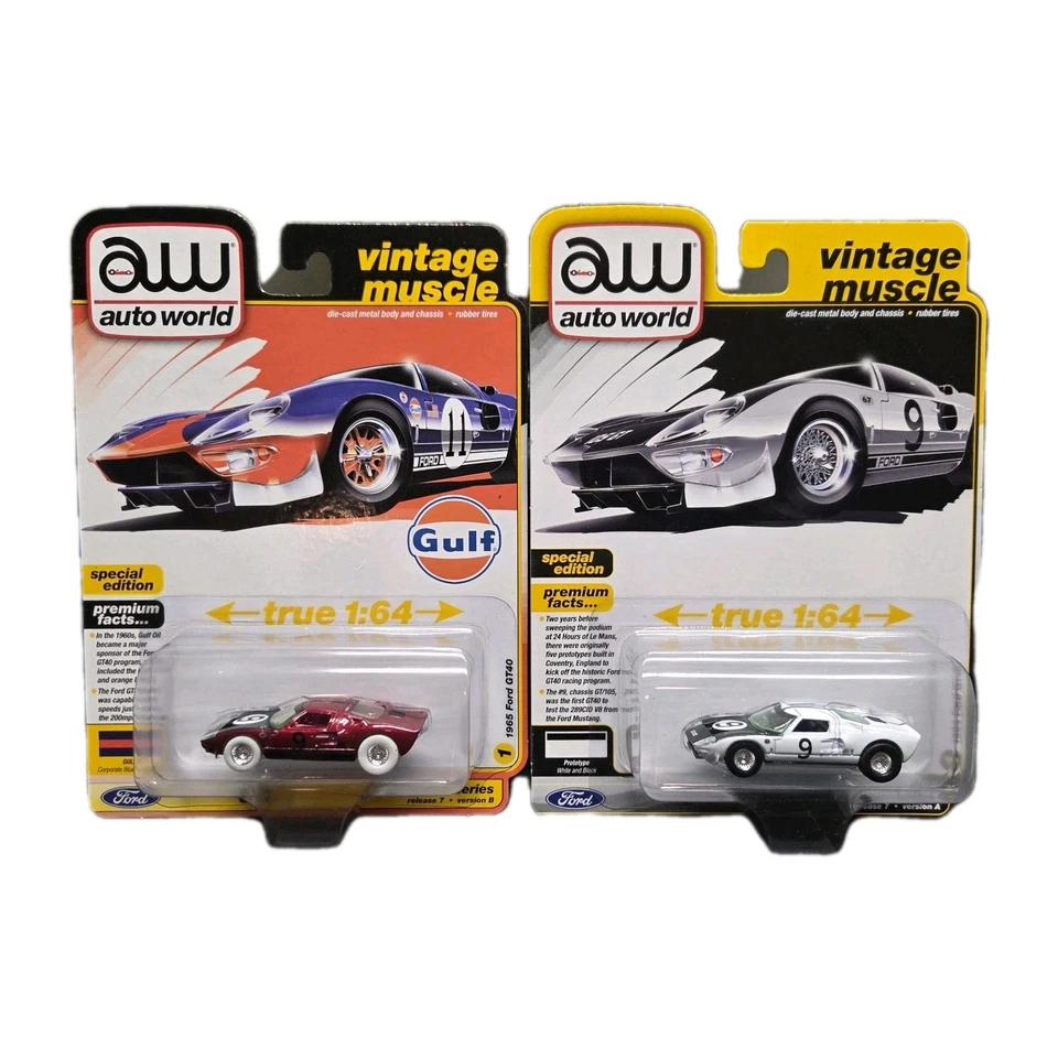 Auto World Special Edition GULF 1965 Ford GT40 ULTRA RED CHASE CAR 1/64 & Base - Image 1 of 1